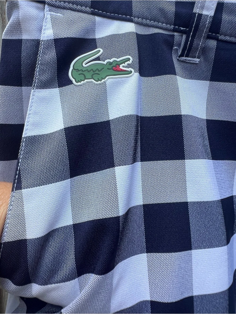 LACOSTE SPORT Golf Shorts Navy Blue White Gingham Check Stretch Plaid Mens 40